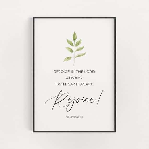 Rejoice in the LORD, Philippians 4:4 | Single, Christian Wall Art, A3 at XILEF Art